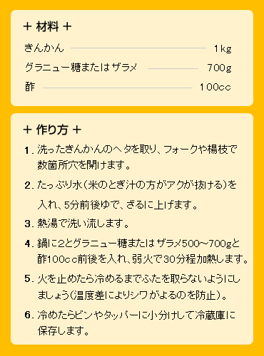 完熟きんかんレシピ